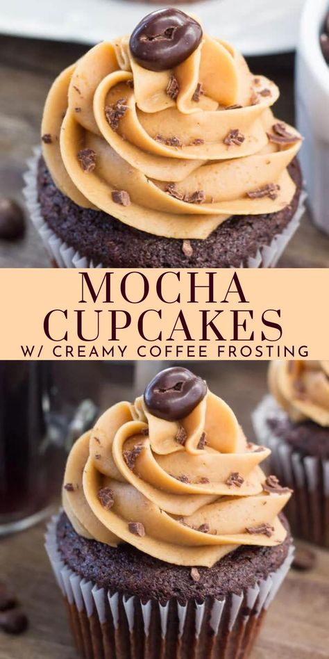 Chocolate Cupcake Recipe With Coffee, Chocolate Cupcakes With Coffee Frosting, Coffee Chocolate Cupcakes, Mocha Flavored Desserts, Mocha Espresso Cupcakes, Chocolate Mocha Cupcakes, Mocha Cupcakes Recipe, Unique Chocolate Cupcakes, Mocha Cupcakes With Espresso Buttercream