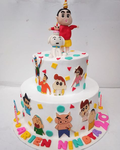 Shinchan Cake Design Images (Shinchan Birthday Cake Ideas) Shinchan Theme Cake, Shinchan Cake Birthday, Shinchan Birthday, Shinchan Cake, Chin Chan, Cake Design Images, Cake Kids, Cake Designs Images, 3 Tier Cake