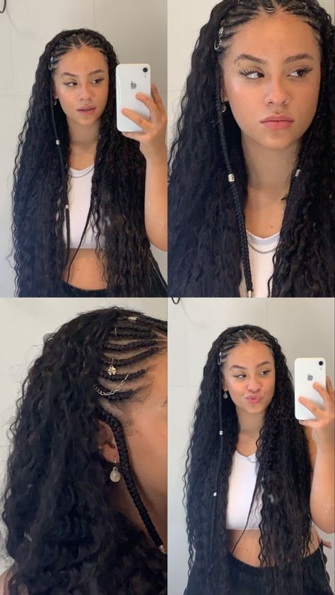 Mexico Braids, Side Braids Hairstyles, Highschool Advice, Curly Braided Hairstyles, Goddess Braids Hairstyles, Braided Cornrow Hairstyles, Cute Box Braids Hairstyles, Protective Hairstyles Braids, Cool Braid Hairstyles