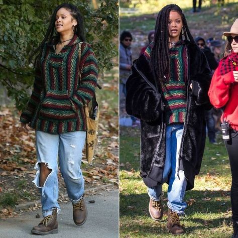 Baja Hoodie Outfit, Thick Twists, Rasta Hoodie, Rihanna Street Style, Looks Rihanna, Horse Brown, Black Hippy, Rihanna Outfits, Rihanna Looks