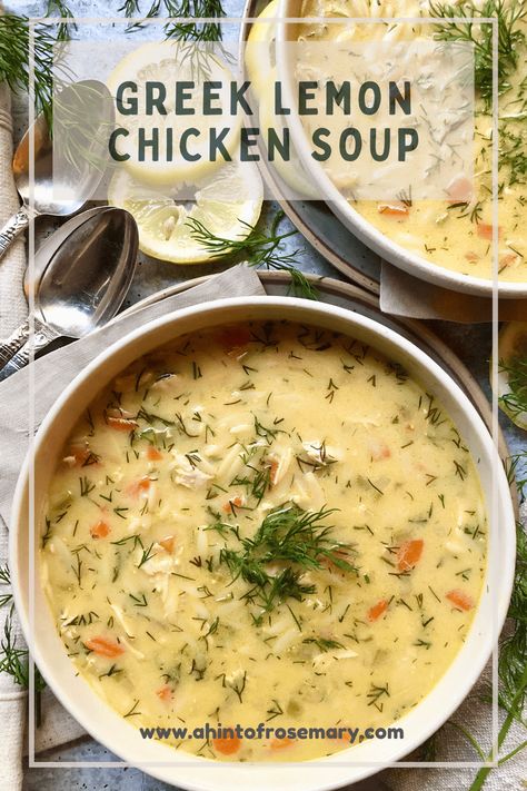 Chicken Avgolemono Soup, Avalemono Soup, Lemon Rosemary Chicken Soup, Avgolemono Soup Orzo, Avolegmono Greek Soup, Greek Soup Avgolemono, Greek Orzo Soup, White Chicken Soup, Orzo Chicken Soup