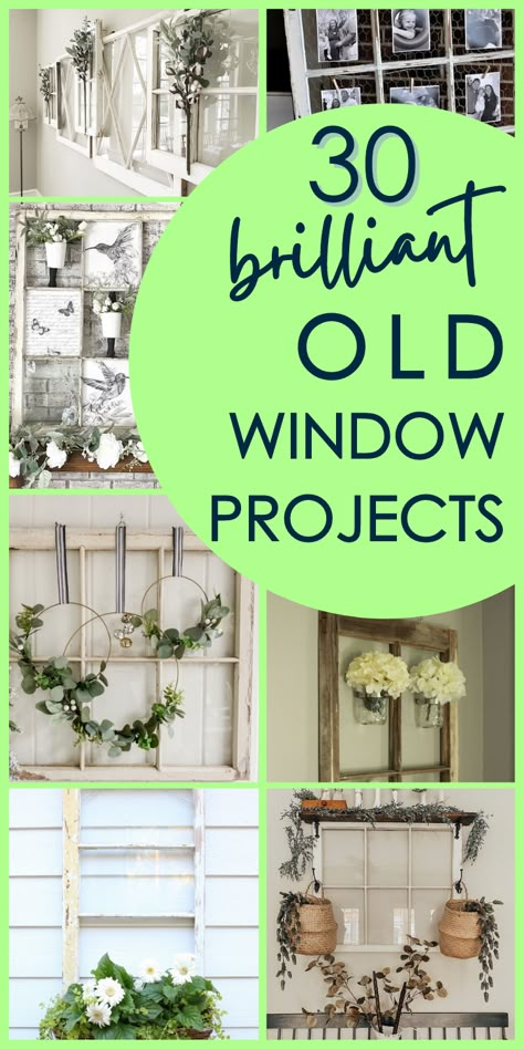 Farm Window Ideas, Old Window Frame Ideas Diy Projects Wood, Reclaimed Windows Ideas, Decorating With Windows, Ideas For Window Frames, Old Window Decor Living Room, Repurposed Windows Decor, How To Decorate A Window Frame, Ideas For Old Windows Home Decor