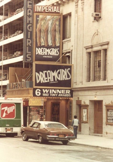 Broadway marquee Dreamgirls Imperial Theatre Vintage Broadway Aesthetic, Dreamgirls Broadway, Broadway Marquee, Theatre Marquee, Carol King, Theatre Aesthetic, New York Theater, Michael Bennett, Noel Coward