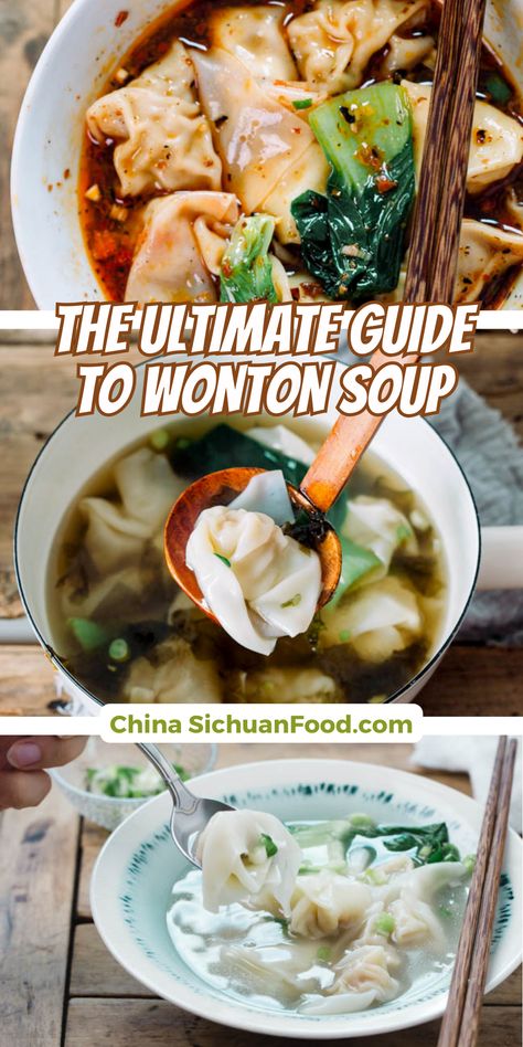 Autumn is here and it is always pleasuring to have bowls of warm wonton soup in cooler days. This is my ultimate guide to the prefect homemade Chinese wonton soup with several common ways to make it. Wonton Soup With Vegetables, Chinese Wonton Recipes, Chinese Wontons, Chinese Wonton Soup, Won Ton Soup, Wonton Soup Recipe, Homemade Chinese, Wonton Recipes, Food Asian