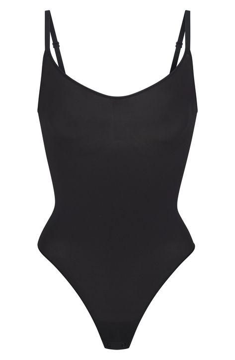 Sculpt your waist, tone your tummy and define your bust in this comfortable scoop-neck bodysuit. It features mid-level compression along the tummy and waist and adjustable convertible straps with hooks that can be worn at the shoulder or cross back. Scoop neck Adjustable straps Cotton-lined gusset with snap closure 78% polyamide, 22% elastane Hand wash, dry flat Imported Skim Body Suit, Floor Planner, Black Body Suit, Fancy Fits, Scoop Neck Bodysuit, Shirt Bodysuit, Body Suits, Aesthetic Shoes, Clothing Websites