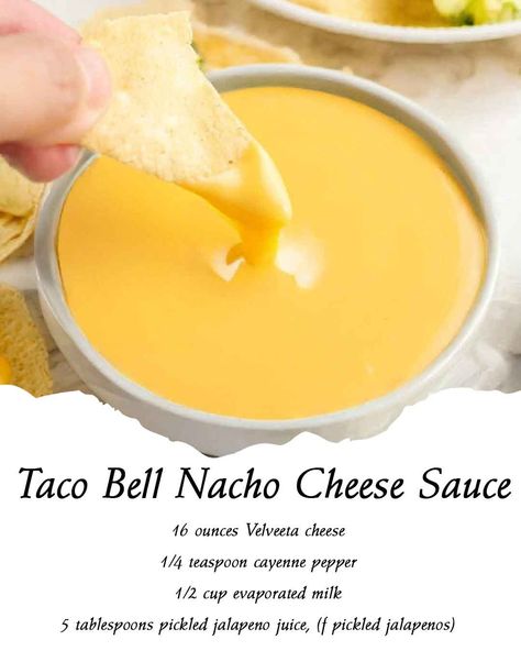 Taco Bell Nacho Cheese Sauce – 99easyrecipes Cheddar Nacho Cheese Sauce, Taco Bell Cheese Sauce, Nacho Cheese Sauce Velveeta, Taco Bell Meat Recipe, Easy Nacho Cheese Sauce, Taco Bell Nacho Cheese, Easy Nacho Cheese, Nacho Sauce, Homemade Nacho Cheese Sauce