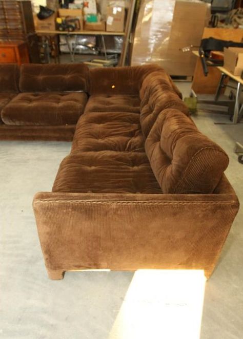 Courdoroy Couch, Corduroy Sofa, Brown Corduroy Couch, Retro Sectional Sofa, Brown L Couch, Brown Courdory Sofa, L Couch, Yellow Corduroy Couch, Corduroy Couch