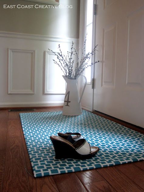 East Coast Creative: DIY Fabric Floor Cloth {Floor Mat} Homemade Door, Diy Rugs, Floor Cloth, Up House, Diy Rug, Kitchen Mats Floor, Fabric Rug, Diy Fabric, Diy Projects To Try