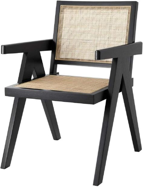 black and rattan chair - Yahoo Image Search Results Dining Chair With Arms, Chaise Restaurant, Lounge Chair Bedroom, Minimalist Chair, Rattan Cane, Comfy Living Room, Cane Dining Chair, Black Dining Chairs, Living Room Sofa Design