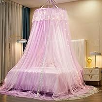 Princess Bed Canopy, Princess Curtains, Girls Bed Canopy, Purple String Lights, Bed Canopies, Princess Canopy Bed, Princess Canopy, Pink Ceiling, Girls Bed