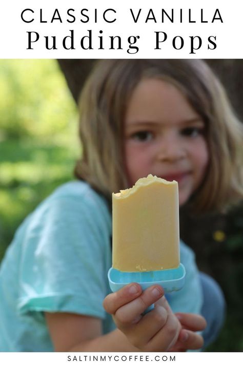 Vanilla Pudding Popsicles, Vanilla Pudding Pops, Easy Vanilla Pudding, Frozen Pudding Pops, Jello Pudding Pops, Vanilla Jello, Pudding Popsicles, Frozen Pudding, Pudding Pops