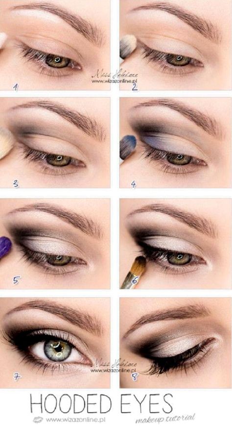 Hooded Eye Makeup Tutorial, Hooded Eyelids, Membentuk Alis, Alat Makeup, Trendy Eyeshadow, Eyeliner For Beginners, Make Up Tutorials, Easy Makeup Tutorial, Smink Inspiration