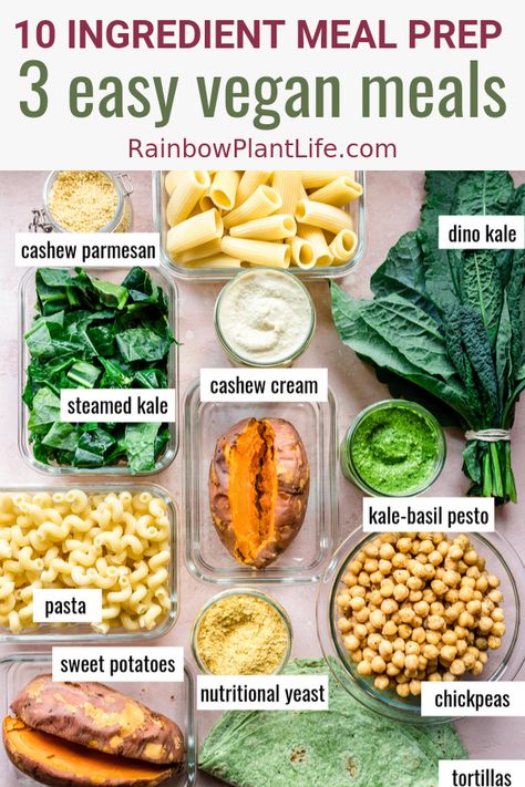 Vegan Meal Prep: 10 Ingredients, 3 Easy Vegan Meals — Rainbow Plant Life Easy Vegan Meals, Rainbow Plant Life, Vegan Main Dishes, Vegan Meal Plans, Vegan Meal Prep, Vegan Meal, Vegan Dinner, Vegan Meals, Idee Pasto Sano