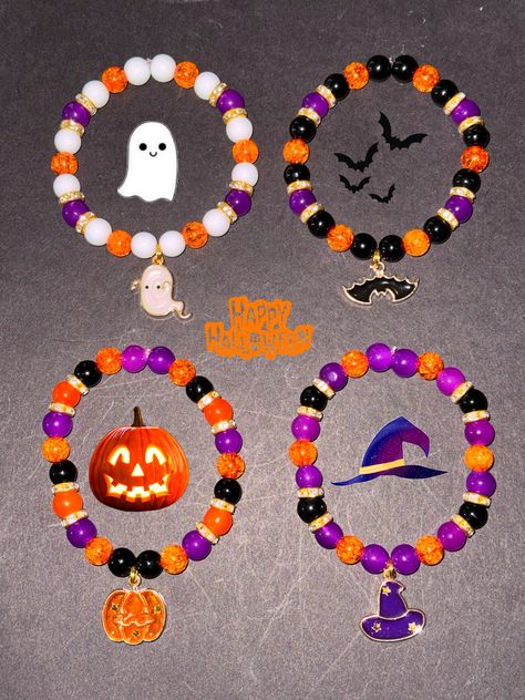 Halloween Beaded Bracelets Diy, Halloween Bracelets Diy, Halloween Bracelets Ideas, Bracelet Ideas Halloween, Halloween Bracelet Patterns, Halloween Bracelet Diy, Halloween Friendship Bracelet, Fall Bracelet Ideas, Ideas Para Pulseras