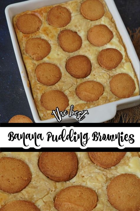 Bana Pudding Brownies, Moist Banana Brownies, Banana Pudding Brownie, Banana Pudding Mix Recipes, Banana Pudding Brownies Easy, Banana Pudding Bars Recipe, Banana Pudding Blondies, Banana Pudding Fudge, Banana Pudding Brownies Recipe