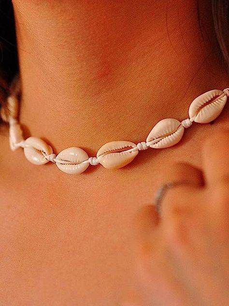 Qceasiy Seashell Necklace Choker for Women Summer Hawaiian Style Natural Shell Necklace Summer Choker, Cowrie Shell Jewelry, Sea Shell Necklace, Cowrie Shell Necklace, Shell Choker, Hawaiian Jewelry, Dainty Choker, Seashell Necklace, Jewellery Uk