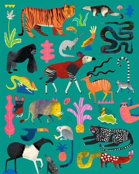 As ever, for me, it is the energy and impulsive drawings that capture fun and joy, and so I love these sketches of Tortoises by Natasch... Jungle Illustration, Rainforest Animals, Animals And Plants, Jungle Art, Animal Puzzle, Jungle Print, Art Et Illustration, Arte Animal, Photo Projects