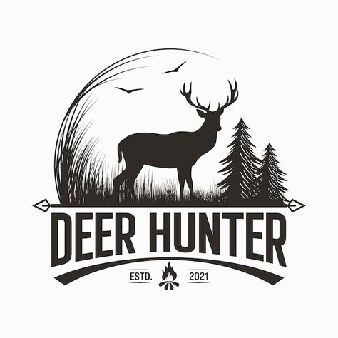 Deer hunting logo | Premium Vector #Freepik #vector #deer-logo #stag #deer-head #deer-silhouette Deer Hunting Logo, Hunting Logo, Deer Logo, Stag Deer, Deer Silhouette, Deer Hunters, Deer Head, Beauty Logo, Deer Hunting