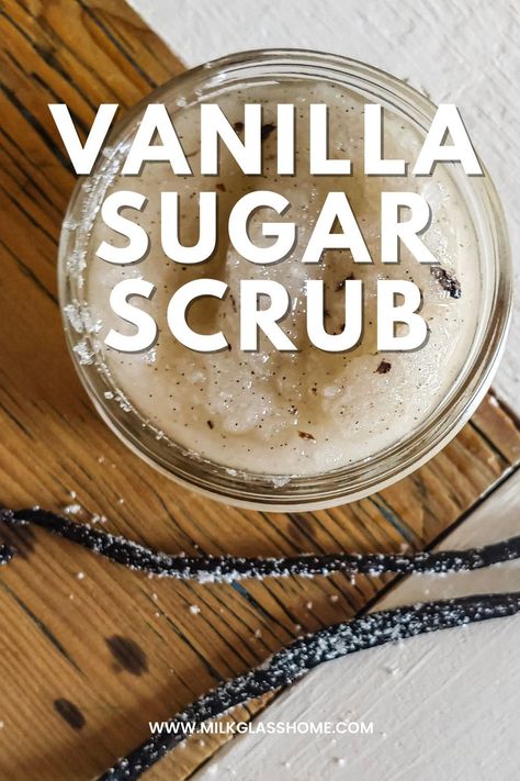 Vanilla Body Scrub Diy, Sugar Hand Scrub Diy, Vanilla Sugar Scrub Recipe, Vanilla Sugar Scrub Diy, Hand Scrub Diy, Vanilla Body Scrub, Sugar Hand Scrub, Natural Sugar Scrub, Vanilla Scrub