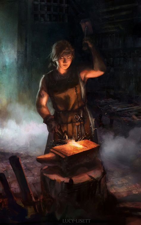 Blacksmith by Lucy-Lisett.deviantart.com on @DeviantArt Wow Art, High Fantasy, Fantasy Rpg, Fantasy Inspiration, Medieval Fantasy, Character Creation, Dnd Characters, The Villain, Character Portraits