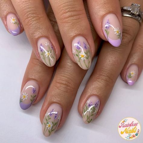 #nail design #nail inspo #elegant nails #nails #elegant nails #trendy nails #minimalist nails #cool nail inspo #nails idea #nude nail designs Floral French Tip Nail Designs, Floral Gel Manicure, Aster Flower Nails, Butterfly And Flower Nail Art, Gel Manicure Flower Designs, Flower Nail Sticker Designs, French Tip With Floral Design, Crocus Nail Art, Prom Nails With Flowers