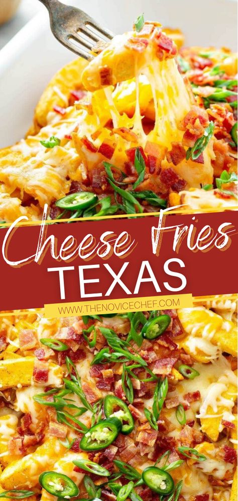 Crispy Nachos Recipe, Football Potato Recipes, Chilis Copycat Texas Cheese Fries, French Fries Meals Dinners, Texas Roadhouse Cheese Fries Recipe, Loaded Nacho Fries Recipe, Loaded Potato Fries, Loaded Taco Fries, Loaded French Fries Ideas