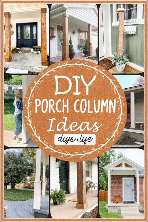 Porch Post Makeover, Porch Post Ideas Columns, Diy Porch Columns Wraps, Porch Columns Makeover, Porch Post Ideas, Porch Column Ideas, Porch Post Wraps, Porch Column Wraps, Front Porch Pillars