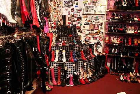 80s Punk Bedroom Aesthetic, 2000s Emo Bedroom Aesthetic, Mc Bling Aesthetic Room, 90s Grunge Bedroom Punk Rock, Goth Stores, Mcbling Aestethic Room, Trash And Vaudeville, Punk Store, Goth Shop