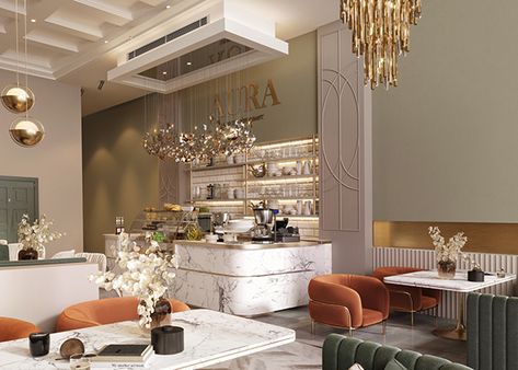 AURA LOUNGE AND RESTAURANT :: Behance Luxury Restaurant Interior, Salon Suites Decor, Spa Interior, Cafe Shop Design, Beauty Salon Design, Beauty Room Decor, Coffee Shops Interior, Luxury Restaurant, Beauty Salon Interior