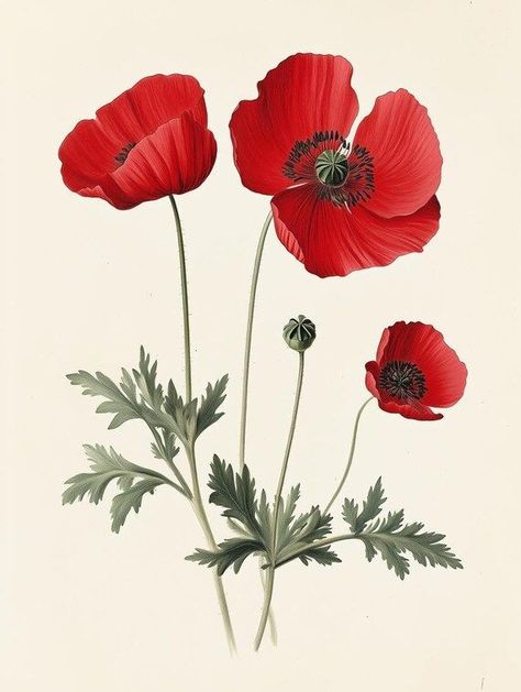 Red Poppy Floral Wall Art Canvas Print Inspired by Historical Botanical Illustrations Home Decor Digital Download by CustomCanvasCurators 🌺 Embrace the timeless elegance of nature with our stunning red poppy artwork! 🌿 Whether you're looking to infuse warmth into your space or seeking a unique statement piece, this exquisite illustration captures the vibrant essence of these iconic flowers. It's not just a beautiful piece of art, it's a celebration of the beauty and intricacy of nature. Ava... Poppy Flower Botanical Illustration, Poppy Flower Aesthetic, Poppy Illustration, Poppy Flower Art, Poppy Images, Poppy Wall Art, Floral Wall Art Canvases, Poppy Art, California Wall Art