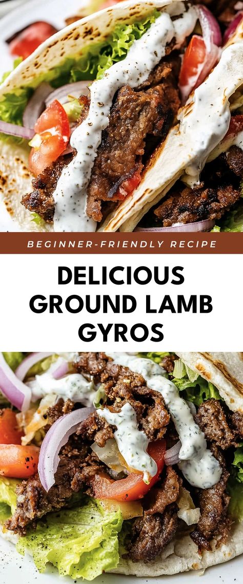 Image for Delicious Ground Lamb Gyros Ground Pork Gyros Recipe, Gyros With Ground Lamb, Ground Lamb Gyros, Lamb For Gyros, Ground Lamb Pita Pockets, Ground Lamb Tacos, Ground Lamb Tacos Recipes, Ground Goat Meat Recipes, Recipes For Ground Lamb