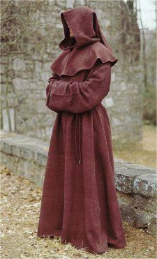 Seer options think cotton and no collar in front and "bib apron" over hands and sleeves Monk Costume, Medieval Clothes, Medieval Ages, Medieval Costume, Medieval Clothing, Medieval Dress, Robin Hood, Fantasy Clothing, Historical Fashion