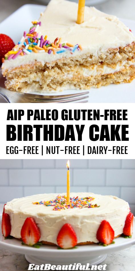 AIP Birthday Cake (Vanilla Cake with Frosting) Aip Birthday Cake Recipes, Cassava Flour Cake, Aip Cake Recipes, Paleo Birthday Cake, Aip Cake, Aip Sweets, Birthday Cake Vanilla, Cake With Frosting, Aip Baking