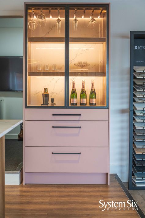 PINK BAR UNIT Free Standing Bar, Standing Bar, Scale Bar, Bar Cabinets, Bar Unit, Pink Bar, Kitchen Display, Kitchen Units, Bar Cabinet