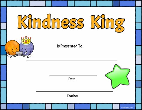 Free, Fast Student Award Generator | Kindness King Prek Rewards, Funny Awards For Students, Kids Choice Awards Classroom, Most Improved Award, Kindergarten Awards, Funny Awards Certificates, Most Improved Student Certificate, Reading Awards Certificate, Classroom Awards Certificates