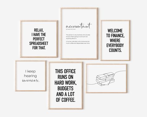 Accountant Office Decor, Set of 6 PRINTABLES, Accounting Prints, Funny Finance Poster, Accounting Gift, Accountant Humor, Financial Wall Art Cpa Office Decor, Financial Office Decor, Cpa Office Design, Accountant Office Decor, Bookkeeper Office Decor, Accounting Classroom Decor, Tax Office Decor Ideas, Finance Office Decor, Accounting Office Decor