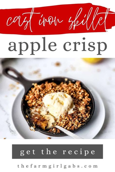 Nothing screams fall like an easy apple dessert. If you're one of those people looking for new recipes to test out, this Cast Iron Apple Crisp won't disappoint you. Prepared with flavorful ingredients like granny smith apples, cinnamon, brown sugar, nutmeg, and more, it won't take long for you to assemble this delicious dessert. When craving something sweet yet easy to prepare, look no further than this Cast Iron Apple Crisp. It's crispy, flavorful, and perfect! Cast Iron Apple Crisp, Apple Dessert Recipes Easy, Homemade Apple Crisp, Caramel Apple Crisp, Gluten Free Apple Crisp, Caramelized Apples, Caramel Apples Homemade, Easy Apple Crisp Recipe, Apple Desserts Easy