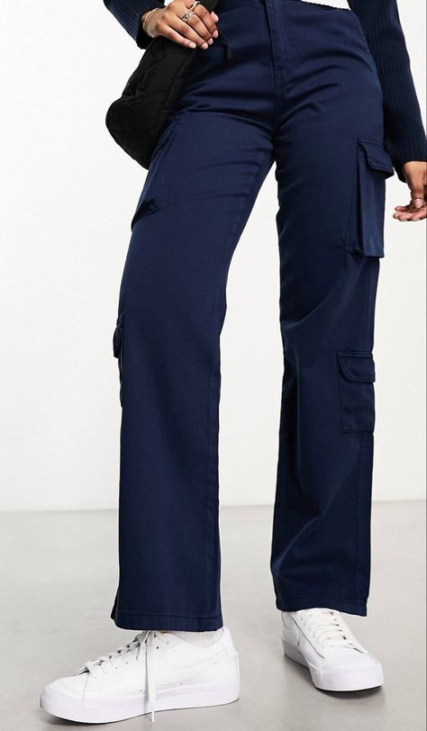 Navy blue with adjustable waist Navy Blue Cargo Pants Outfit, Navy Cargo Pants For Streetwear With Pockets, Cargo Pants Navy Blue, Navy Blue Cargo Pants, Blue Cargo Pants Outfit, Blue Cotton Wide-leg Cargo Pants, Blue Wide-leg Cotton Cargo Pants, Navy Cargo Pants, Straight Leg Cargo Pants