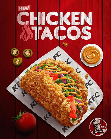 Social media design for : @photoshop @kfc Share your thoughts in the comments below Follow for more design content: @saifedvisuels . . #creativecircle #postdesign #font #socialmediapostdesign #learndesign #learnphotoshop #learnillustrator #adobephotoshop #adobeillustrator#graphicdesign Fast Food Ads, Learn Illustrator, Creative Circle, Learn Photoshop, Food Ads, Learning Design, More Design, Chicken Tacos, Post Design