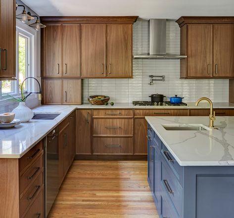 34 Trends That Will Define Home Design in 2020 | Jennifer Rosdail | San Francisco Real Estate Walnut Kitchen Cabinets, Natural Wood Kitchen, Modern Kitchen Remodel, Kitchen Transitional, Walnut Kitchen, Walnut Cabinets, Wood Kitchen Cabinets, Cabinetry Design, White Countertops