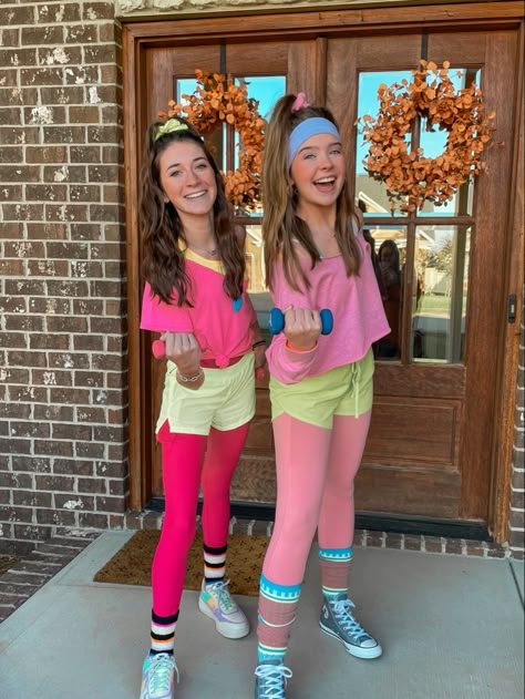 Dress For Success Spirit Week Kids, Different Decades Costumes, Cute Throwback Outfits For Spirit Week, Retro Spirit Week Outfits, Spirt Week 80s Day, Disco Dress Up Day School, 80s Homecoming Theme Outfits, Blast To The Past Spirit Week Outfits, Decade Spirit Week Ideas