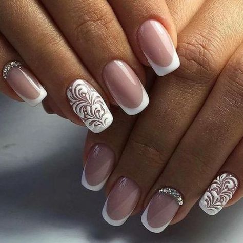 Bridal Nails Designs, Trends Nails, Pink Coffin, Inspiration Nails, Wedding Nails French, Bridal Nail Art, 2024 Nails, Manicure Nail Designs, French Manicure Nails