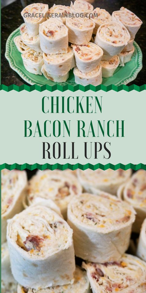 Chicken Bacon Ranch Tortilla Roll Ups are a quick and easy party snack that is full of flavor. Who doesn't love chicken and bacon and ranch? And let's throw some cheddar in there for kicks, too. I'm sharing all the keys to success for this crowd-pleasing appetizer. | Cheddar Bacon Ranch Roll Ups | Cheddar Bacon Ranch Pinwheels | Chicken Bacon Ranch Pinwheels | Bacon Appetizers | Tortilla Roll Ups | #Appetizers #Party #Snacks Chicken Broccoli Bacon Roll Ups, Chicken Bacon Ranch Tortilla, Trivia Night Snacks, Ranch Tortilla Roll Ups, Bacon Ranch Roll Ups, Pinwheels Lunch, Pinwheels Chicken, Classroom Cookbook, Ranch Roll Ups