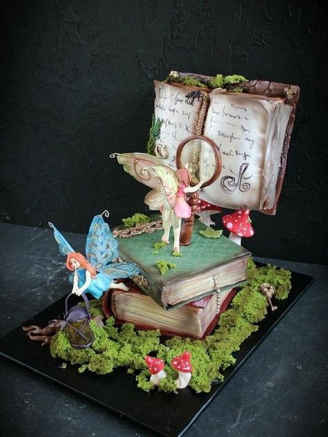 Library Cake, Neon Cakes, Fairy Birthday Cake, Artist Cake, Gravity Cake, Book Cakes, Fantasy Cake, Book Cake, Fairy Cakes