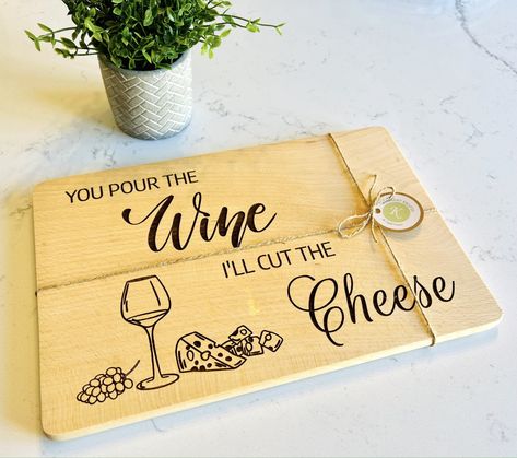 This lovely Cheeseboard will make the perfect addition to your next cheese night. It’s also a great gift for a friend or relative. We all know that special person who loves a good wine and cheese night so why not treat them with this beautiful laser engraved cheeseboard. Measures approximately 33cm x 21cm Note: TheRead more ⟶ The post Wooden Cheese Board – You Pour The Wine I’ll Cut The Cheese appeared first on The Market Co. Wine And Cheese Night, Cheese Night, Burnt Offerings, Laser Cut Wood Crafts, Good Wine, Wine And Cheese, Wood Burning Crafts, Wooden Cheese Board, Cheese Boards