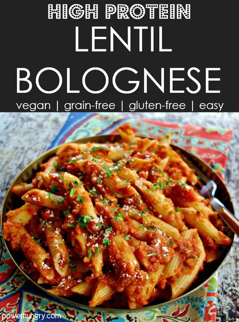 High Protein Lentil Bolognese {vegan, grain-free, easy} Lentil Bolognese Vegan, 20 G Protein, Grain Dishes, Vegetable Bake, High Protein Foods, Lentil Bolognese, High Protein Vegetarian Recipes, High Protein Vegan Recipes, Protein Pasta