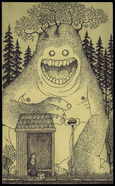 Donn Kenn Don Kenn, John Kenn Mortensen, Post It Art, Monster Drawings, John Kenn, Creepy Drawings, Edward Gorey, Monster Drawing, Notes Art