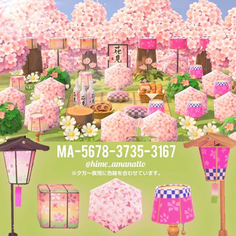 Acnh Sakura Design, Acnh Sakura, Otter Illustration, Cherry Blossom Decor, Sakura Design, Custom Umbrella, Pink Island, Animal Crossing Funny, Animal Crossing Wild World