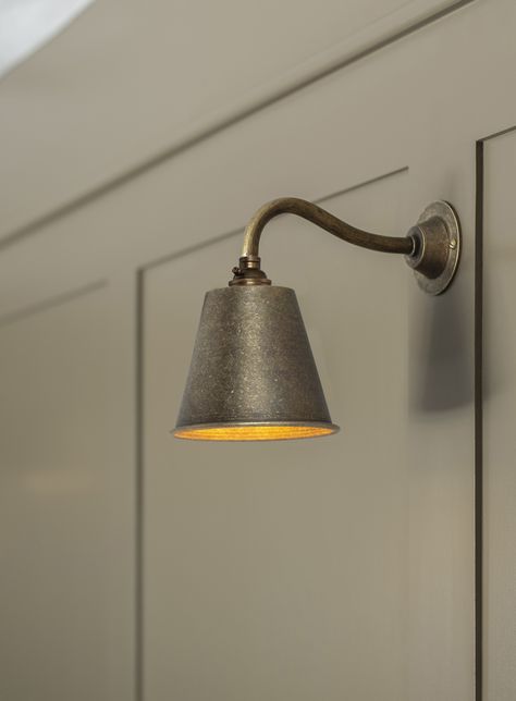 The Jim Lawrence Club Wall Light is hand finished in the UK from high quality brass and features a brass shade which directs its light downwards. It looks stunning hung as a pair in a kitchen or dining room with its dainty proportions make it ideal for lighting up small space spaces. Choose from Antiqued Brass, Matt Black and Nickel Plate finishes. Brass Wall Mount Light, Jim Lawrence Lighting, Wall Light Fittings, Kitchen Unit, Bracket Lights, Kitchen Wall Lights, Light Down, Brass Wall Light, Down Light