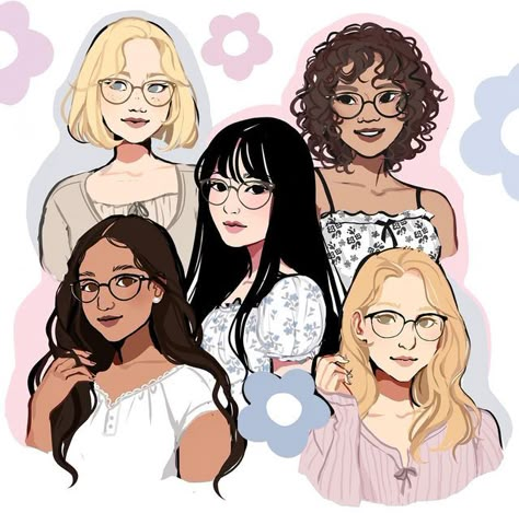 Drawing Glasses, Person Illustration, Black Woman Artwork, Cartoon Hair, Hair Sketch, Cartoon As Anime, Drawing Journal, Art Tools Drawing